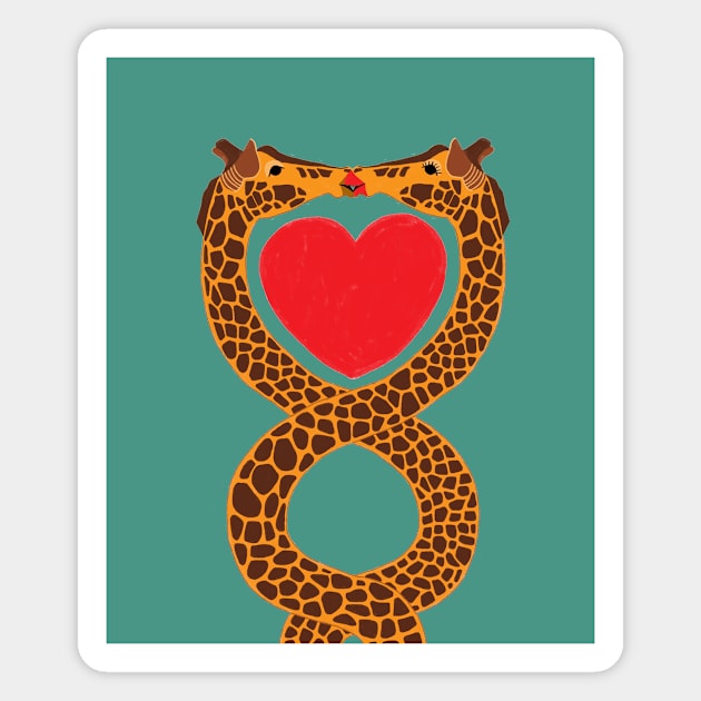 Giraffe love Magnet by Réka Sajó